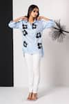 Buy_That Thing You Love_Sky Blue Cotton Embroidery Collared Jardin Fleur Shirt _at_Aza_Fashions