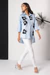 Shop_That Thing You Love_Sky Blue Cotton Embroidery Collared Jardin Fleur Shirt _at_Aza_Fashions