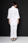 Shop_That Thing You Love_White Cotton Applique, Sequins Collared Jardin Fleur Shirt And Pant Set _at_Aza_Fashions