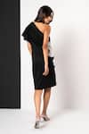 Shop_That Thing You Love_Black Neoprene Cut Work, Embroidery One Shoulder Cutdana Dress _at_Aza_Fashions
