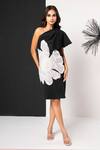 Buy_That Thing You Love_Black Neoprene Cut Work, Embroidery One Shoulder Cutdana Dress _at_Aza_Fashions