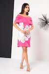 Buy_That Thing You Love_Pink Crepe Cut Work Off-shoulder Off Cutdana Dress _at_Aza_Fashions