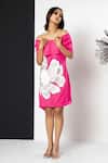 That Thing You Love_Pink Crepe Cut Work Off-shoulder Off Cutdana Dress _Online_at_Aza_Fashions