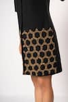 That Thing You Love_Black Crepe Embroidery Collared Honeycomb Embellished Dress _Online_at_Aza_Fashions