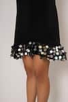 That Thing You Love_Black Neoprene, Organza Sequins Crew Neck Frill Dress _Online_at_Aza_Fashions