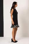 Shop_That Thing You Love_Black Neoprene, Organza Sequins Crew Neck Frill Dress _Online_at_Aza_Fashions
