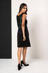Shop_That Thing You Love_Black Neoprene, Organza Sequins Round Neck Designer Vest Dress _at_Aza_Fashions