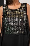 Shop_That Thing You Love_Black Neoprene, Organza Sequins Round Neck Designer Vest Dress _Online_at_Aza_Fashions