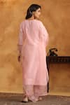 Shop_Anshu Wadhwa_Pink Chanderi Silk, Cotton, Organza Embroidery V-neck Kurta Set _at_Aza_Fashions