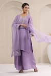 Buy_Anshu Wadhwa_Mauve Chanderi, Muslin, Organza Embroidery Round Neck Kurta Set With Dupatta _at_Aza_Fashions
