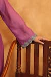 Shop_Anshu Wadhwa_Purple Chanderi, Cotton Embroidery V-neck Dark Kurta Set _Online_at_Aza_Fashions