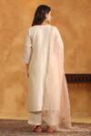 Shop_Anshu Wadhwa_White Chanderi Silk, Cotton, Organza Embroidery Round Neck Kurta Set _at_Aza_Fashions
