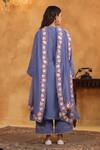 Shop_Anshu Wadhwa_Blue Chanderi, Cotton Embroidery V-neck Indigo Moon Kurta Set _at_Aza_Fashions