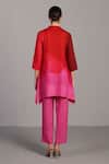 Shop_Clos_Fuchsia Linen Round Neck Pink Designer Kurta And Pant Set _at_Aza_Fashions