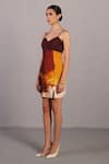 Buy_Clos_Brown V-neck And Ochre Designer Dress _Online_at_Aza_Fashions