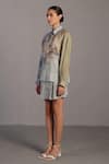 Buy_Clos_Blue Collared Pastel And Green Designer Shirt Skirt Set _Online_at_Aza_Fashions