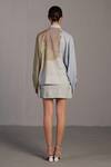 Shop_Clos_Blue Collared Pastel And Green Designer Shirt Skirt Set _at_Aza_Fashions