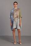 Buy_Clos_Round Neck Pastel Blue And Green Designer Dress _at_Aza_Fashions