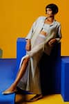 Shop_Clos_Blue Round Neck, Collared Pastel And Green Designer Set _Online_at_Aza_Fashions