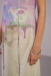 Clos_Multi Color Linen Round Neck Pastel Multicolor Designer Kurta And Pant Set _Online_at_Aza_Fashions