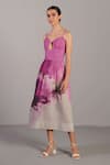 Buy_Clos_Pink Keyhole Neck Beetroot And Light Grey Designer Dress _at_Aza_Fashions