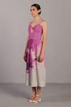 Shop_Clos_Pink Keyhole Neck Beetroot And Light Grey Designer Dress _Online_at_Aza_Fashions