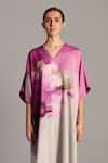 Buy_Clos_Pink V-neck Beetroot And Grey Designer Kurta Pant Set _Online_at_Aza_Fashions