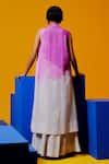 Shop_Clos_Pink Cotton Round , Open Beetroot And Light Grey Designer Dress Set _at_Aza_Fashions