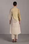 Shop_Clos_Linen Shawl , Notched , Round Moss Green Designer Jacket And Pant Set _at_Aza_Fashions