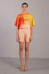 Buy_Clos_Orange Collared Bright And Yellow Crop Top & Shorts Set _at_Aza_Fashions