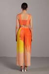 Shop_Clos_Orange Linen Asymmetric Bright And Yellow Bustier Pant Set _at_Aza_Fashions