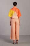 Shop_Clos_Orange Collared Bright And Yellow Crop Top Pant Set _at_Aza_Fashions