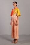 Clos_Orange Collared Bright And Yellow Crop Top Pant Set _Online_at_Aza_Fashions