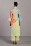 Shop_Clos_Green Collared Multicolor Designer Kurta And Pant Set _at_Aza_Fashions