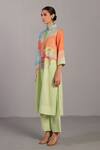 Clos_Green Collared Multicolor Designer Kurta And Pant Set _Online_at_Aza_Fashions