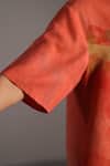 Shop_Clos_Peach Round Neck And Grey Korean Linen Dress _Online_at_Aza_Fashions