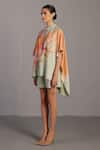 Clos_Pink Mandarin Collar Soft And Pastel Green Kaftan Top & Shorts _Online_at_Aza_Fashions