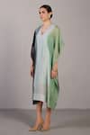 Clos_Black Linen, Silk V-neck Designer Kaftan _Online_at_Aza_Fashions