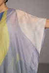 Clos_Blue Linen, Silk Round Neck Abstract Print Kaftan And Pant Set _Online_at_Aza_Fashions