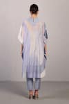 Shop_Clos_Blue Linen, Silk Round Neck Abstract Print Kaftan And Pant Set _at_Aza_Fashions