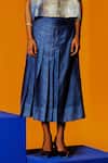 Buy_Clos_Blue Linen, Silk Collared Pastel And Green Designer Shirt Skirt Set _Online_at_Aza_Fashions