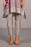 Buy_Clos_Gray Linen, Silk Collared Beetroot Printed Kurta And Pant Set _Online_at_Aza_Fashions