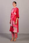 Shop_Clos_Blush Linen, Silk Round Neck Designer Pink Kurta And Pant Set _Online_at_Aza_Fashions