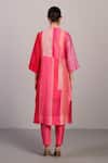 Shop_Clos_Blush Linen, Silk Round Neck Designer Pink Kurta And Pant Set _at_Aza_Fashions