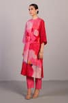 Shop_Clos_Blush Linen, Silk Round Neck Designer Pink Kurta And Pant Set 
