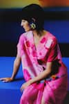 Clos_Blush Linen, Silk V-neck Pink Kurta And Dhoti Skirt _at_Aza_Fashions