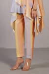 Shop_Clos_Orange Linen, Silk Split V-neck Soft Blue And Designer Kurta Pant Set _Online_at_Aza_Fashions