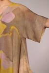 Clos_Beige Linen, Silk V-neck Designer Smoky And Yellow Kurta Set _Online