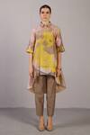 Buy_Clos_Beige Linen, Silk Collared Designer Kurta And Pant Set _at_Aza_Fashions