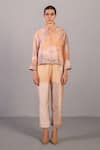 Buy_Clos_Orange Linen, Silk Collared Soft Grey And Set _at_Aza_Fashions